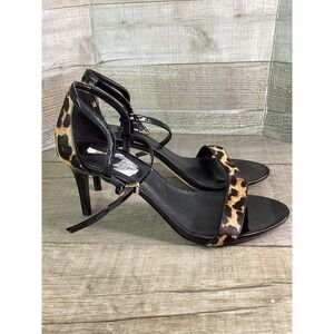 Michael Kors Leopard Calf Hair Patent Leather Ankle Strap Sandals Heels 9.5M